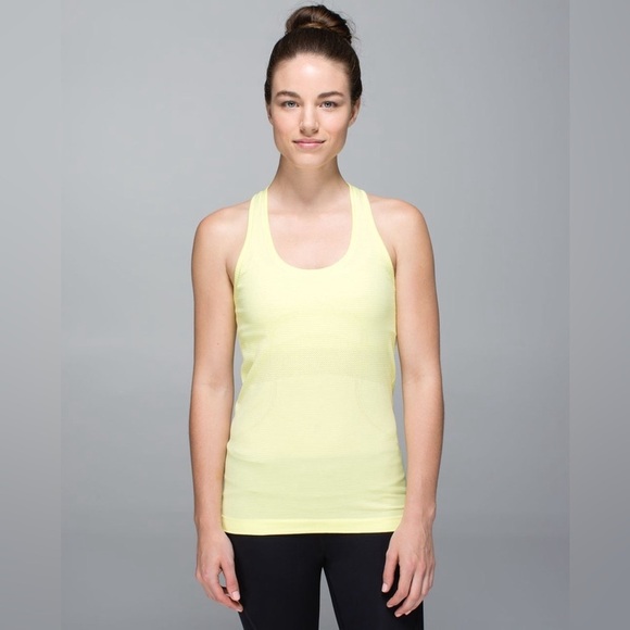 Lululemon Heathered Sheer Lemon Yellow Green Swiftly Tech Racerback Tank Size 6 - Picture 1 of 11